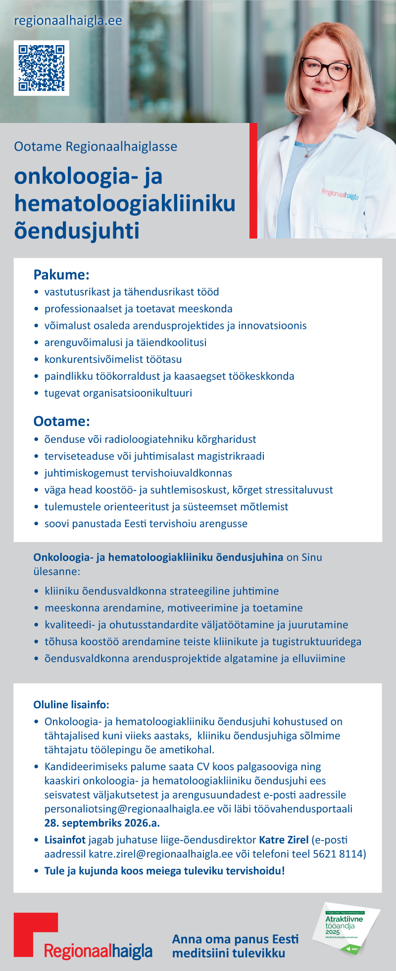 Onkoloogia- ja hematoloogiakliiniku õendusjuht