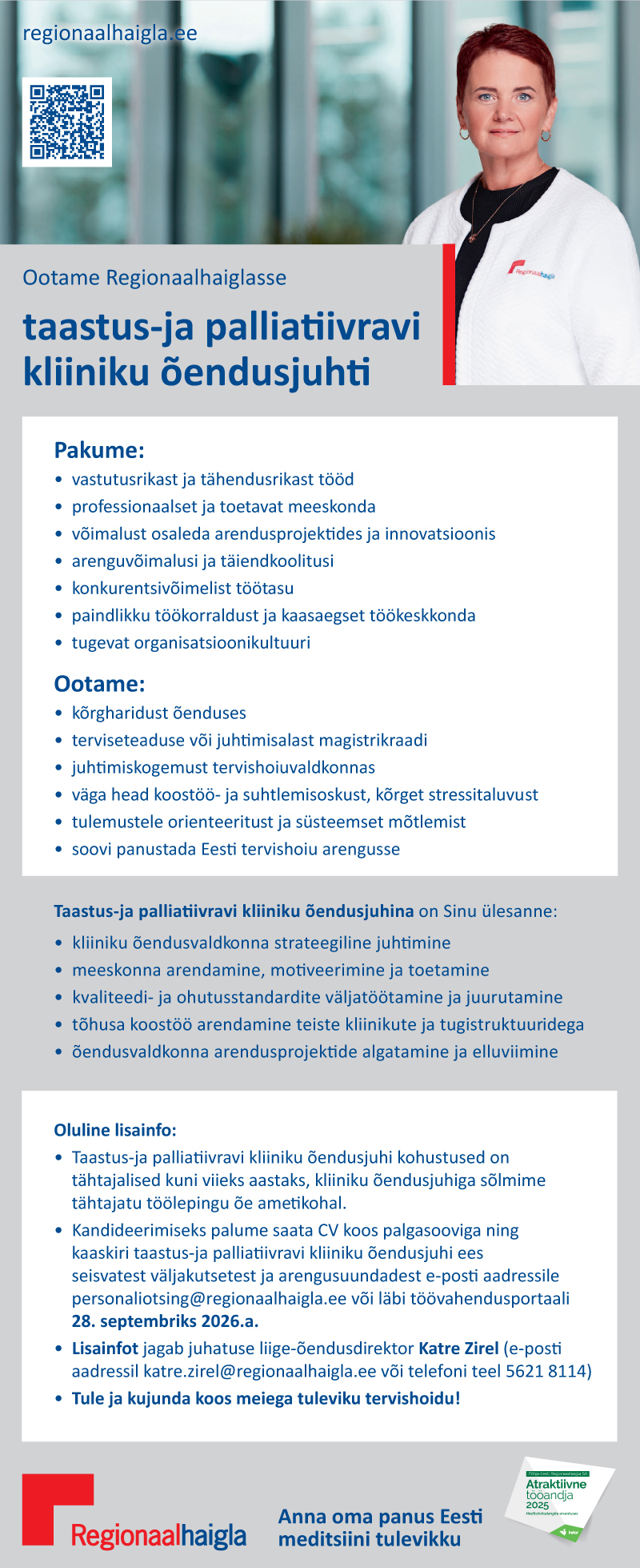 Taastus- ja palliatiivravi kliiniku õendusjuht