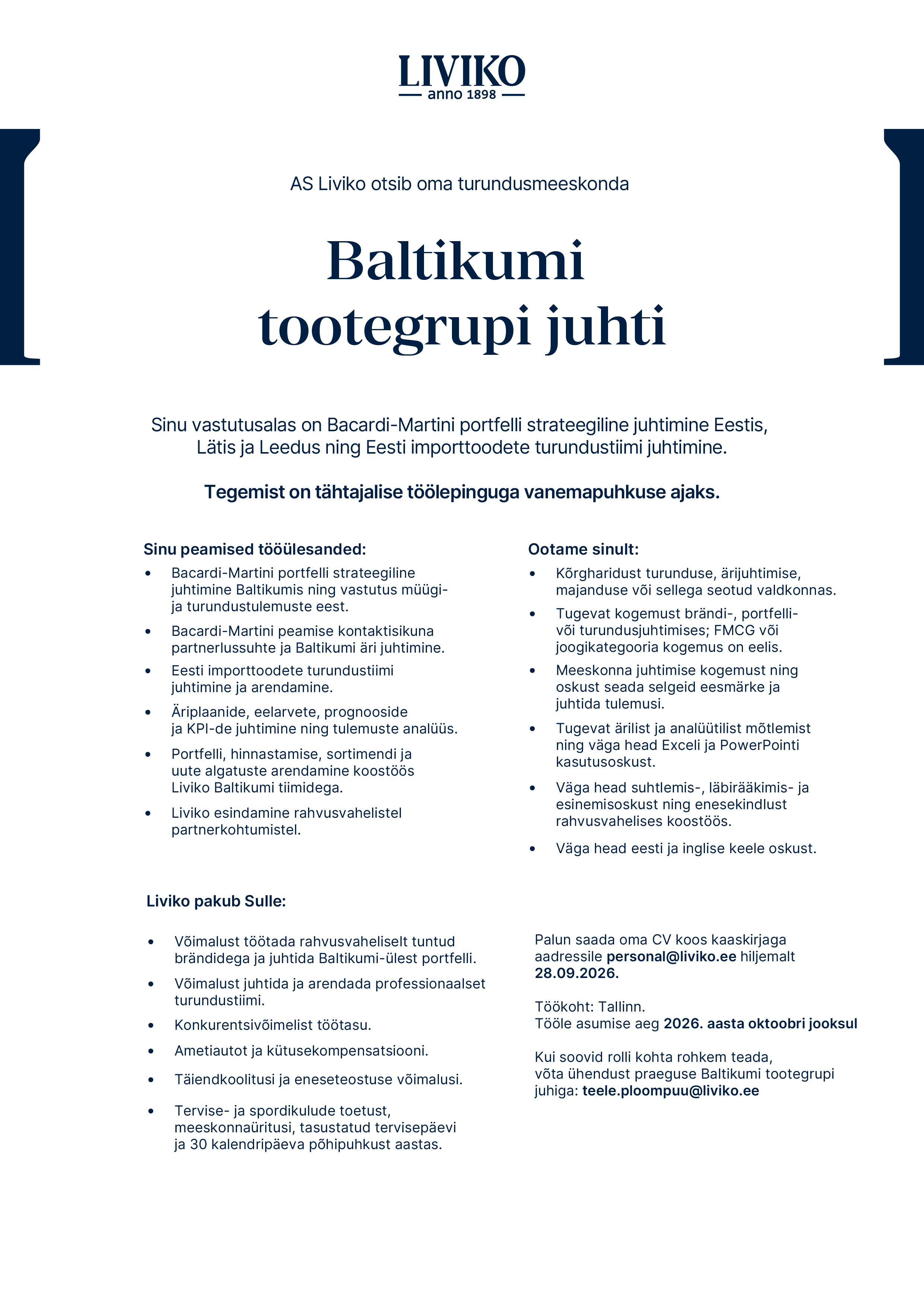 Baltikumi tootegrupi juht