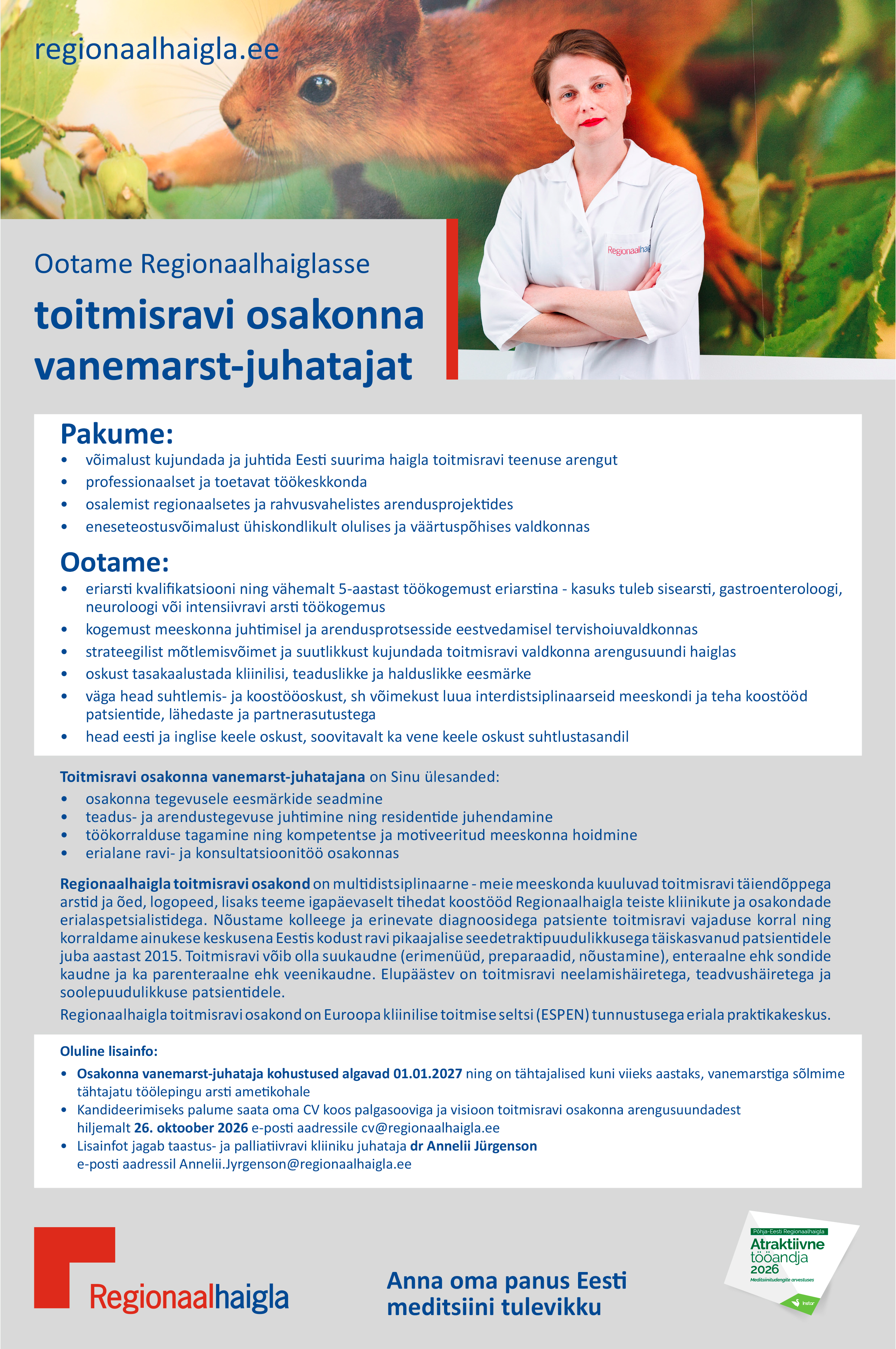 Toitmisravi osakonna vanemarst-juhataja